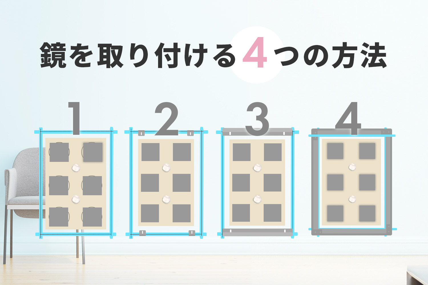 鏡を取り付ける4つの方法を解説